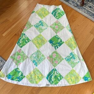 Lilly Pulitzer Harper maxi skirt size 4 resort white lioness patch patchwork